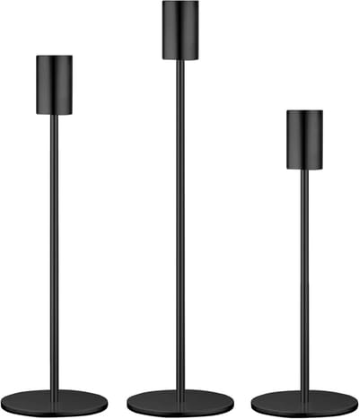 Kaarsenstandaard Zwart - Set van 3 - 22/27/32 cm - Metalen Kandelaar