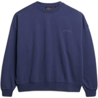 Superdry Essential Logo Garment-dye Sweatshirt met Ronde Hals Blauw Grootte: 36