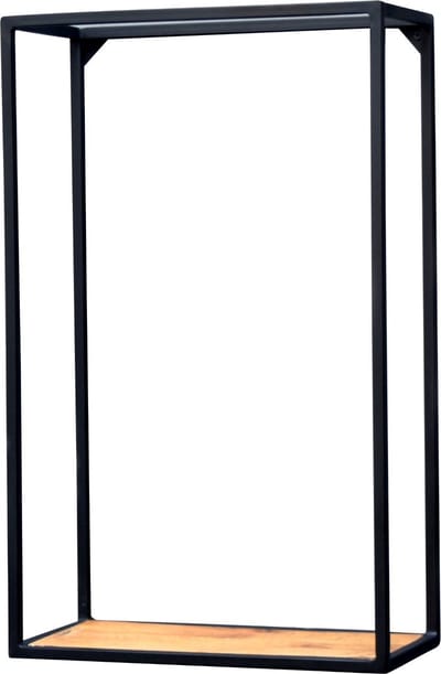 Wandrek 1 vaks zwart staal met mangohout 40x20x65cm