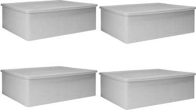 QUVIO Kast Organizer - Set van 4 - Opbergdoos - Opbergboxen - Met vakken - Lade Organizer - Opbergen - Opruimen - Kunststof - Grijs - 24 x 32 x 9 cm