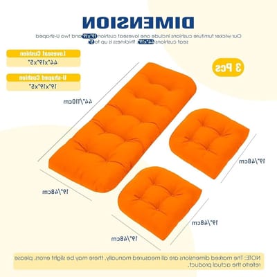 Stoelkussen Set - Tuinkussens Vervanging - Buiten Zitten - Waterdicht & UV-Bestendig - 3-Delig - Oranje