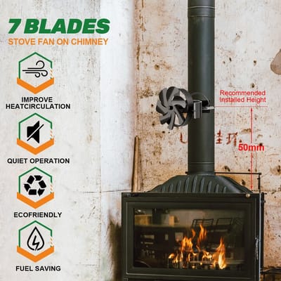 kachelventilator voor houtkachel- Ecofan - Houtkachel - Montage op de kachelpijp -Warmte ventilator - Gratis thermometer -Duurzaam