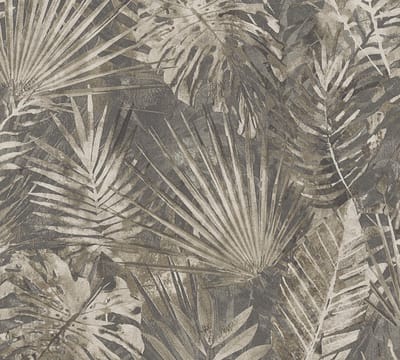 PALMBLADEREN BEHANG | Jungle - Grijs Beige - A.S. Création Natural Living D`eco
