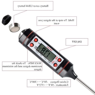 RVS Grillthermometer met 5.7 Inch Probe voor Vlees, Voedsel en BBQ - Ideaal voor Koken en Tuinactiviteiten