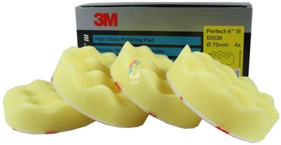 3M 50536 Perfect-It III Gewafelde Hoogglans Polijstschijf 75mm - Geel - 4 stuks