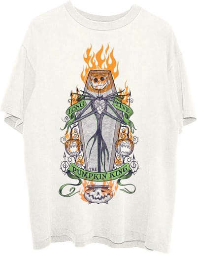 Disney The Nightmare Before Christmas - Orange Flames Pumpkin King Unisex T-shirt - S - Creme
