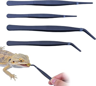 Set van 4 lange pincetten voor aquarium en terrarium, recht en gebogen, ideaal voor planten, koralen en reptielenvoeding, hoogwaardig en duurzaam