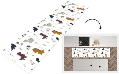 Keukenloper - Loper keuken - Patronen - Jongens - Dino - 200x50 cm - Keukenloper vinyl