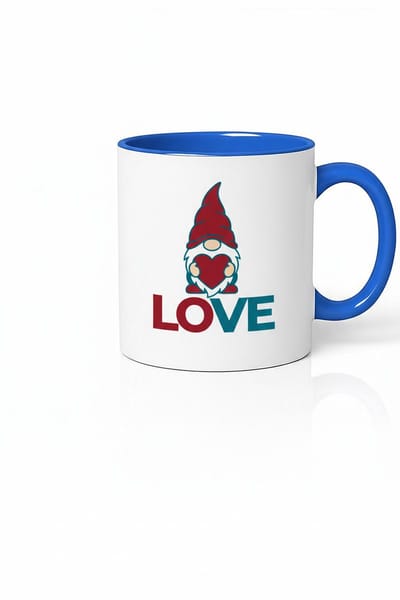 Valentijn Mok 'LOVE' met Schattige Kabouter & Hart | Blauw Keramiek Cadeau