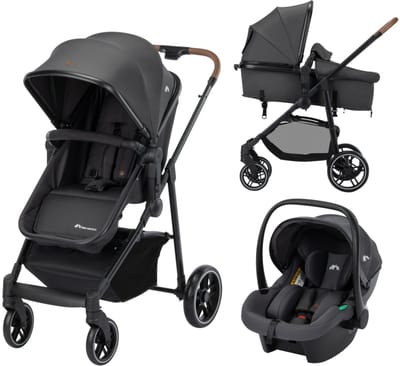 Bebeconfort Haze Trio Luxe - 3-in-1 reissysteem kinderwagen - 0-4 jaar (0-22 kg) - 2-in-1 stoel - Mineral Graphite