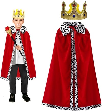 Prinsenkostuum voor Kinderen met Kroon - Perfect voor Feestjes, Carnavals en Halloween - 90 cm Lang