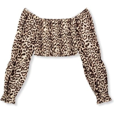 Verfijnde Department Blouse Lori Off Shoulder Top - Luipaard Dames - Maat XS
