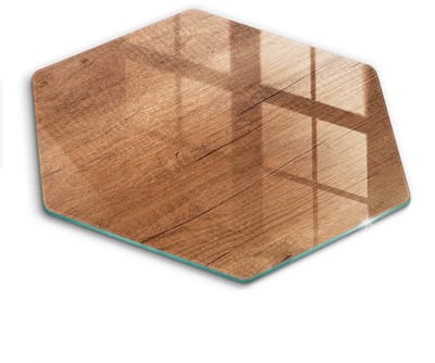 Wallfluent Glazen Snijplanken - Houtstructuur Snijplanken Glas - h40 cm - Bruin Snijplanken van Glas - Glazen Snijplank - Decoratieve Glazen Snijplank - Glazen Snijplank met Antislip