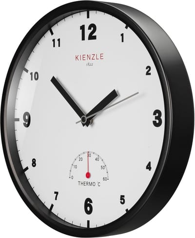 Buitenwandklok DCF met Thermometer en Stalen Frame, Ø 30 cm - Stil en Spatwaterdicht