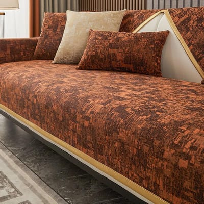 Luxe Leer Universele Bankhoes Antislip Gouden Rand Zitkussenhoes Bankhoes Bankhanddoek Modern Eenvoudige Bankbescherming 70x70cm 1pcs