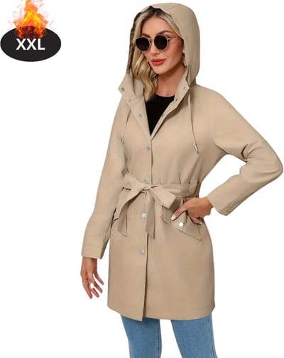 Livano Mantel Dames - Tussenmantel - Jas - Mantelpakje - Trenchcoat - Overjas - Overcoat - Winter - Abrikoos - XXL