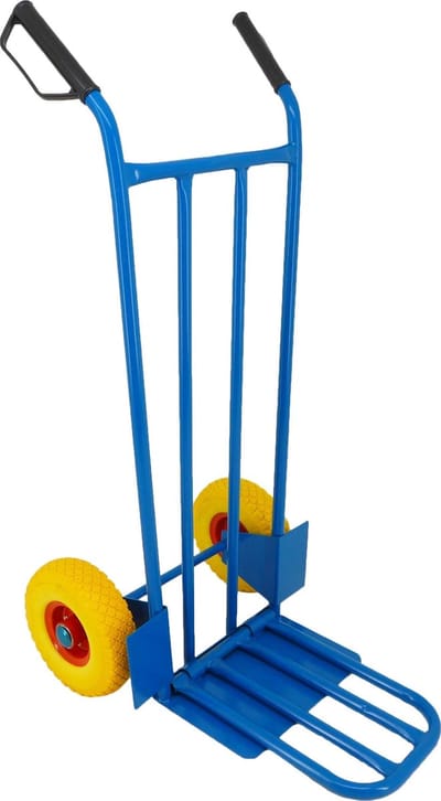 Steekwagen met anti-lek wielen - Blauw - Gele wielen