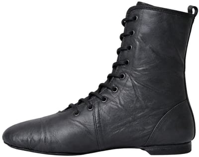 Dancer Dancewear - Jazzlaarsjes van Leer - Jazzboots in splitzool - Hoge jazzschoenen voor meisjes - Zwart - Kind - Maat 34