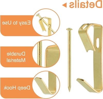 20 Stuks Zware Foto Haken voor Muurdecoratie, Metalen Hangers voor Foto's, Spiegels en Klokken - Goudkleurig, Tot 13.6kg Belastbaar