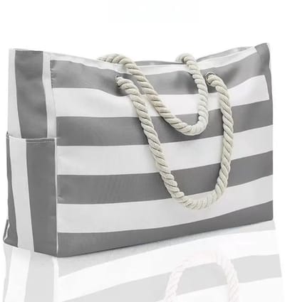 Livano Strandtas - Ibiza - Tas - Tote Bag - Shopper - Grijs - Met Rits