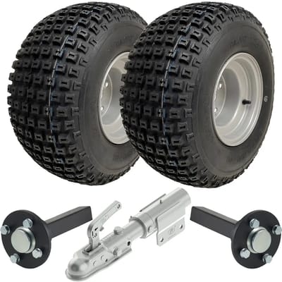 18x9,50-8 ATV/quad-aanhangwagenkit met noppenbanden, naaf en halve assen, draaibare koppeling, 204 kg