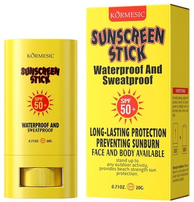 KORMESIC SPF 50+ Zonbrand Stick|Sunscreen|SPF50|Zonnebrandstick|Sunblock|UVbescherming|Waterproof|Sweatproof|Face|Body|Oilcontrol|Antioxidant|Antiaging|Longlasting|Protection|Travelsize|UVblock|Suncare|Skincare|Lightweight|Glow|Hydrating| 20 Gram