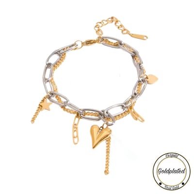 Borasi Dainty Armband Zilverkleurig&Goudkleurig | Goldplated | Dames Armbanden | Dames Sieraden | Cadeau Voor Haar | Luxe Geschenkzakje |