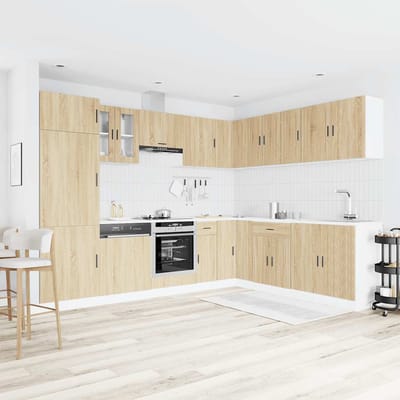 vidaXL - 14-delige - Keukenkastenset - Porto - bewerkt - hout - sonoma - eikenkleur