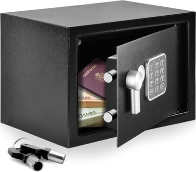 SereneLife Elektronische Kluis - Cijferslot & 2 Sleutel - 31 x 20 cm - Zwart