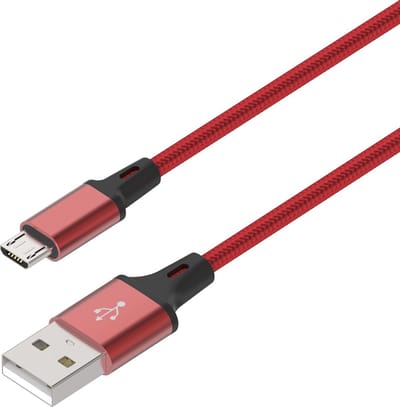 Micro USB kabel 1 meter | Datakabel Oplaadkabel | USB-A naar Micro USB 1M | Fastcharger Quickcharge Snelladen | Gevlochten kabel geschikt voor Samsung Smartphone Telefoon | Controllers | Koptelefoons | Kobos E-reader - Rood LB112