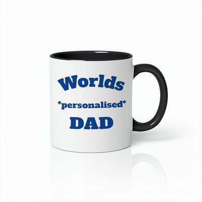 “World’s Personalised Dad” Wit-Zwarte Mok – Gepersonaliseerd Vaderdag Cadeau – 330 ml Koffiebeker voor Vaders