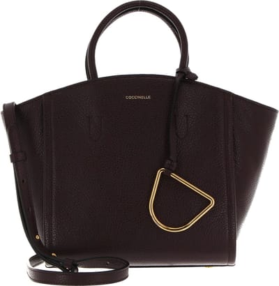 COCCINELLE Leren Handtas Schoudertas Narcisse Handbag Darkbrown Donkerbruin