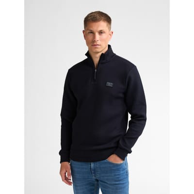 Petrol Industries - Heren Katoenen sweater met korte ritssluiting steelcore - Blauw - Maat XXXL