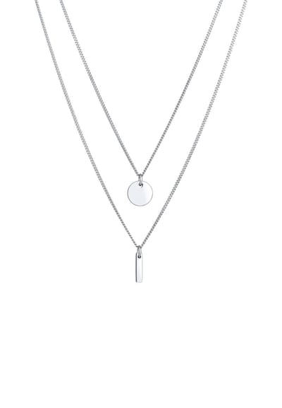 Elli - Halsketting - Dames Laagje Cirkel Staaf Hanger Geo in 925 sterling zilver verguld - Dames