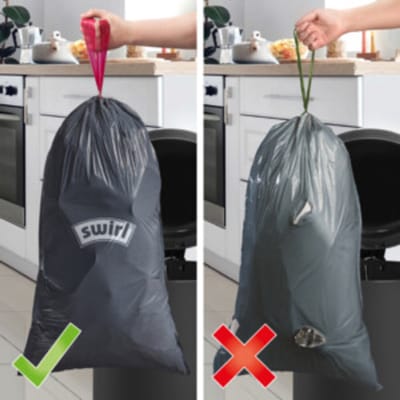 Swirl® Pedaalemmerzakken met elastische fixeerband 35ltr - ♻️ 80 % gerecycled materiaal - 3 rollen van 10 stuks