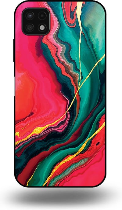 Smartphonica Telefoonhoesje Geschikt voor Samsung Galaxy A22 5G met Rood Groen Marmer Opdruk - TPU Backcover Case Red Green Marble Design geschikt voor Samsung Galaxy A22 5G