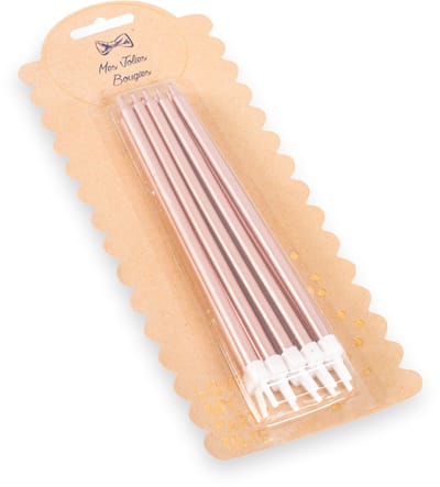 ARTYFETES - 10 reusachtige roségouden verjaardagskaarsen 15 cm met metallic effect