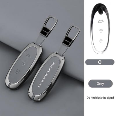 Coque de protection pour clé de voiture en alliage de zinc + cuir pour Dongfeng Nammi 01, nouveau véhicule à énergie, porte-clés haut de gamme, accessoires de protection gray