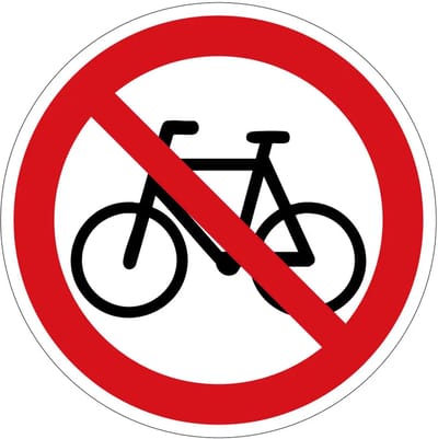 Fietsen verboden bord | gecoat dibond materiaal | 10 cm
