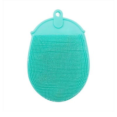 1 stuks Siliconen Massage Badborstel met Haak Zachte Exfoliërende Badhandschoenen Baby Douches Reinigingsborstel Verwijderaar Scrub Douches Schuim Green