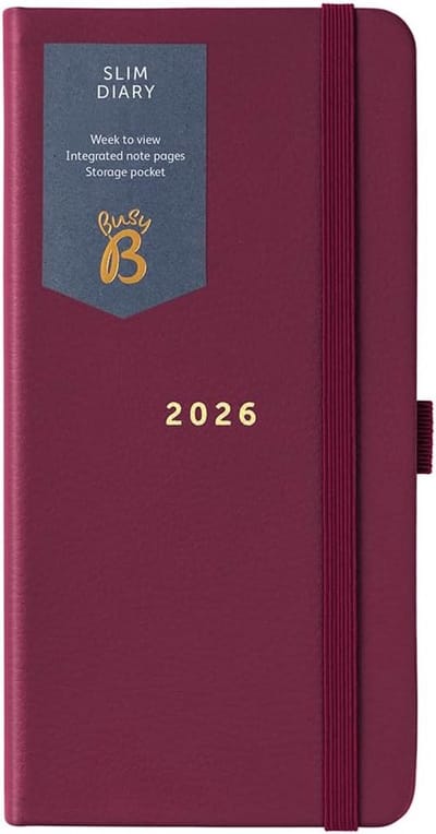 Slimme Weekplanner Dagboek 2026 met Bordeauxrode Kunstleren Weekoverzicht en Notitiepagina's - Compact Formaat