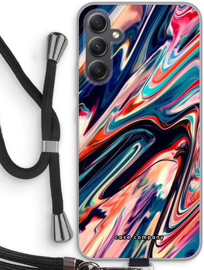 Case Company® - Hoesje met koord geschikt voor Samsung Galaxy A34 hoesje met Koord - Quantum Being - Telefoonhoesje met Zwart Koord - Bescherming aan alle Kanten en Over de Schermrand