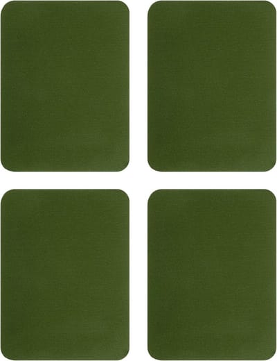 Set van 4 rechthoekige strijkpleisters - 125 x 95 mm - Katoenmix - Reparatie en decoratie voor kleding en accessoires - Militair groen