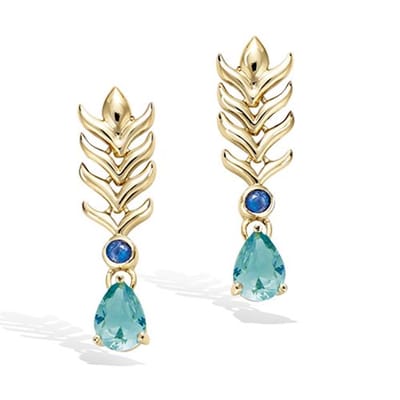 CHIVAL 18K Goud Vergulde Oorbellen – Royal Bloom – Tijdloos, Elegant, Luxe, Hypoallergeen, Blauw, Romantisch, Verfijnd, Blauw, Cadeau voor Haar, Hangers, Liefde, Love, Geschenkverpakking