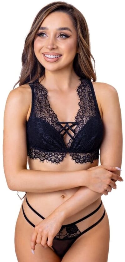 LIVCO CORSETTI FASHION - IRINA LC 20210 ZWART KANTEN BH + STRING S/M | LINGERIE | LINGERIESET | EROTISCHE LINGERIESET | SEXY LINGERIE