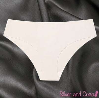 SilverAndCoco® - Naadloze Onderbroek / Seamless Broekje Dames / Zacht Brazilian Slipje / Naadloos Stretch Ondergoed Vrouw / Hipster Dames Lingerie Broekje Slip - Wit / Beige Small