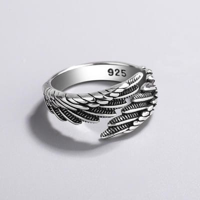 Bagues Ajustables Aile d'Ange Plume en Argent 925 Pour Femmes Fiançailles Mariage Accessoires de Bijoux de Luxe Bijouterie resizable blanc