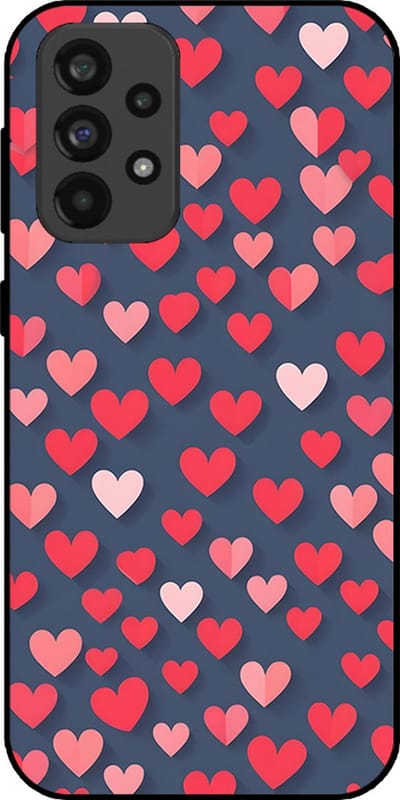 Smartphonica Telefoonhoesje Geschikt voor Samsung Galaxy A73 5G met Roze en Rode Hartjes Opdruk - TPU Backcover Case With Rosé and Red Heart Design geschikt voor Samsung Galaxy A73 5G