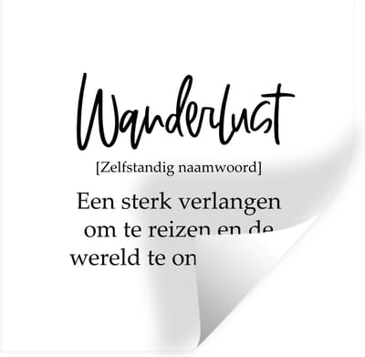Muurstickers - Sticker Folie - Spreuken - Quotes - Een sterk verlangen om te reizen - Wanderlust - Reizen - 100x100 cm - Plakfolie - Muurstickers Kinderkamer - Zelfklevend Behang XXL - Zelfklevend behangpapier - Stickerfolie
