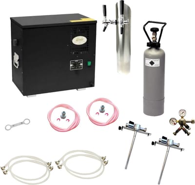 Complete Set - Biertap - AS-40, 2-kraans - Waterbadkoeler - Thuistap - Bierkoeler - met 2x Adapter 5 liters